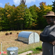 Justin Butts, livestock manager at Soul Fire Farm checks livestock on September 25, 2020 in Petersburg, New York.